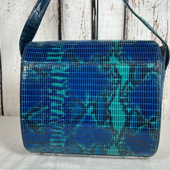 Vintage Stuart Weitzman Snakeskin Leather Spain Structured Shoulder Purse Bag - Picture 8 of 15